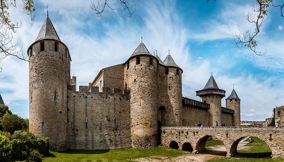 carcassonne, france, tourism, ancient, travel, city, castle, tower, stone, medieval