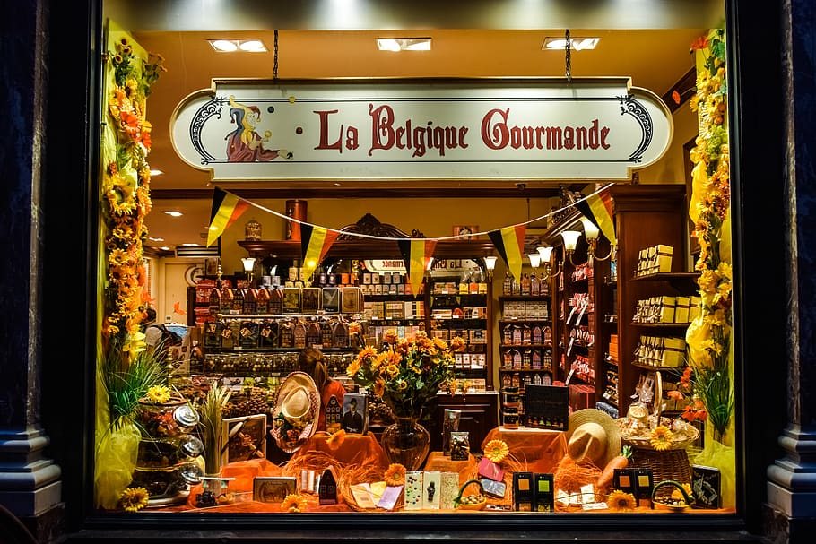 chocolaterie, shop, window, showcase, chocolate, store, brussels, belgium, confectionery, retail