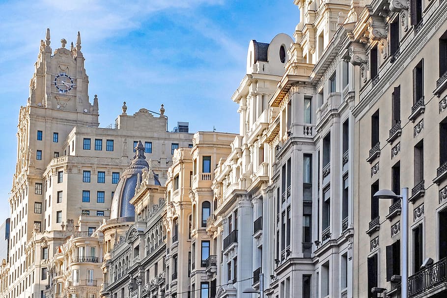 buildings, madrid, spain, city and Urban, architecture, building exterior, built structure, city, building, window