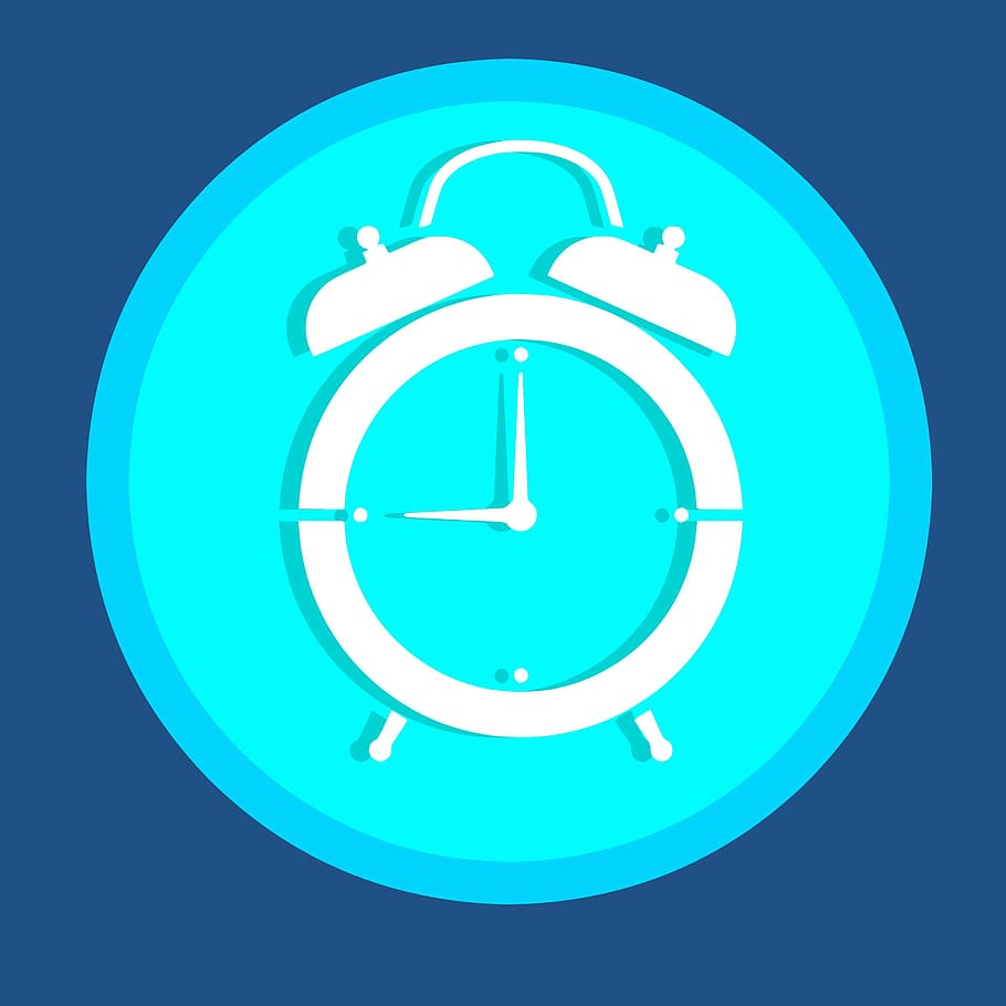 ilustrasi alarm jam, jam, waktu, ikon, alarm, desain, gaya, flat, bisnis, bangun