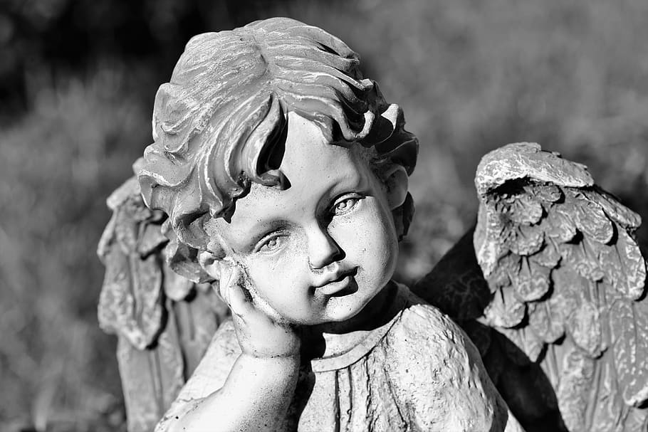 angel, angel figure, sculpture, statue, wing, tomb figure, tombstone, heavenly, little angel, cemetery