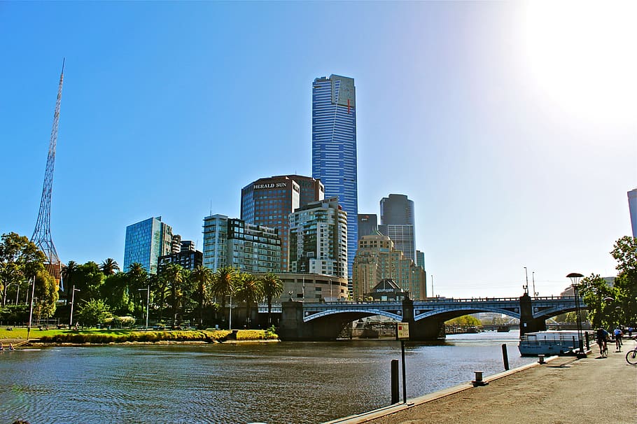 australia, melbourne, light, backlighting, city, victoria, cityscape, skyline, building, sky