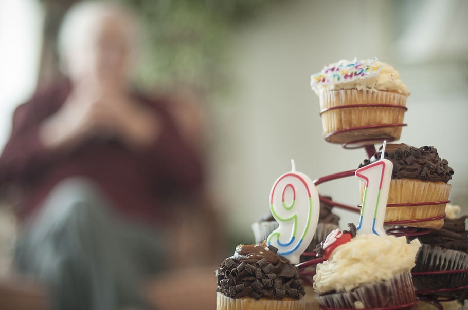 cupcake, kue ulang tahun, 91, selamat ulang tahun, makanan penutup, ulang tahun, cupcakes, perayaan, 1927, makanan manis
