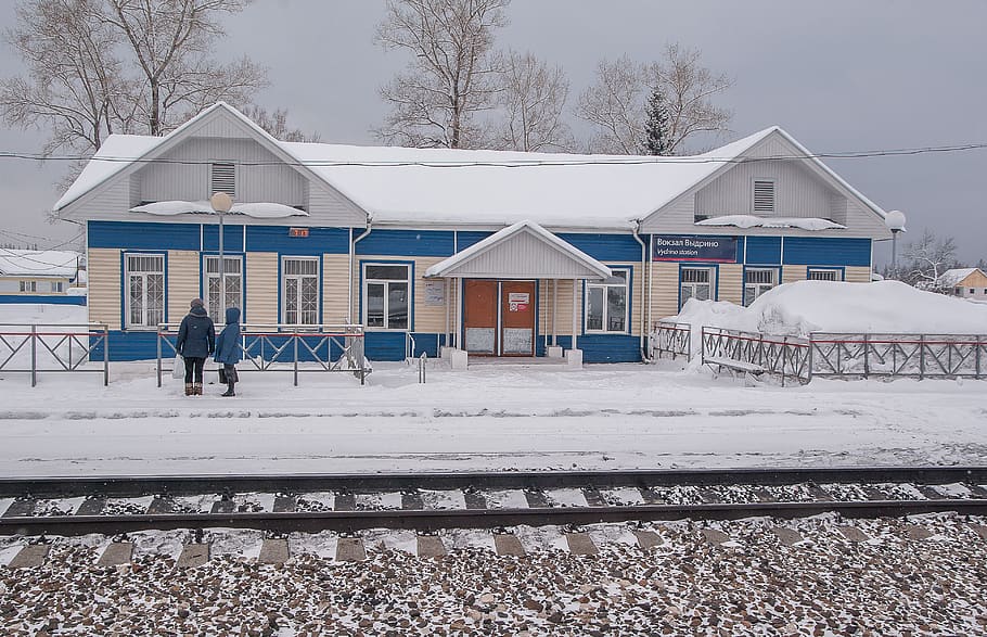 siberia, station, railway, trans-siberian railway, architecture, built structure, building exterior, winter, cold temperature, snow