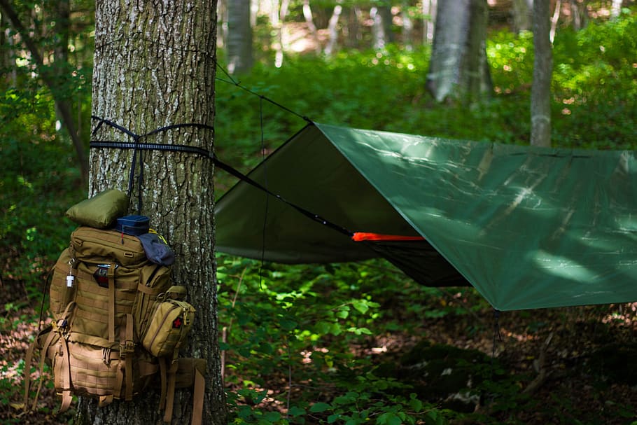 outdoor, tempat tidur gantung, bushcraft, survival, saham, trekking, hutan, petualangan, terpal, tenda