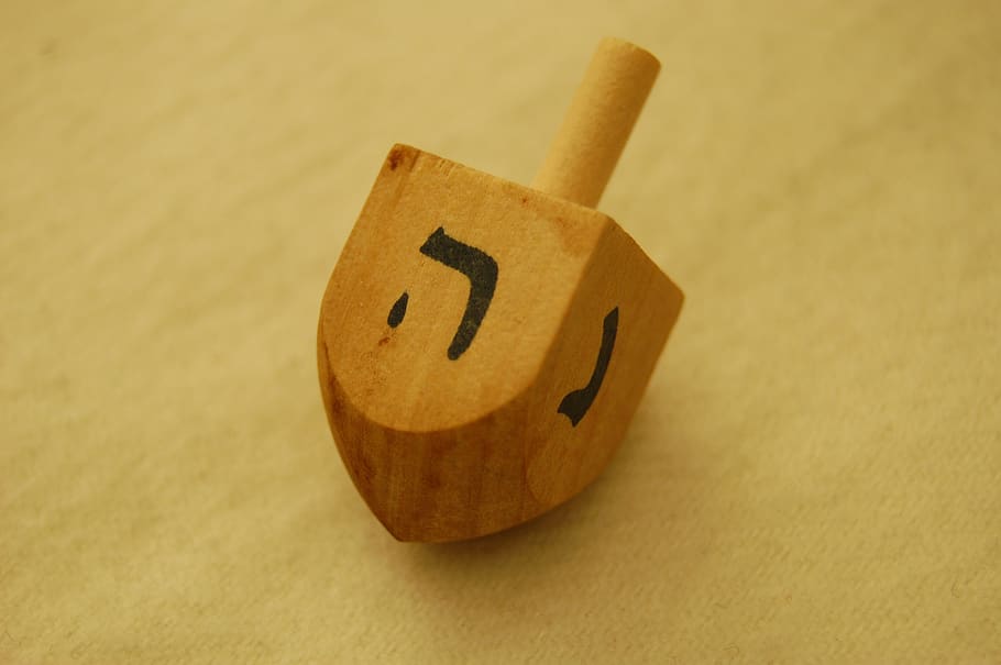 dreidel, hannukah, toy, judaism, wooden, hebrew, holiday, close-up, indoors, still life
