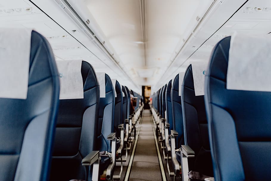interior, pesawat penumpang, perjalanan, kursi, pesawat, penerbangan, kabin, transportasi, terbang, pesawat terbang