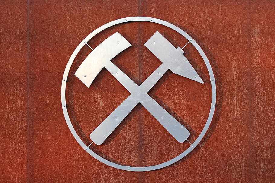 mina a céu aberto espenhain, saxônia, logotipo, entrada, mineração, projeto, símbolo, placa, comunicação, forma geométrica