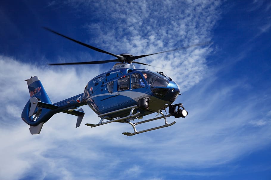 helicóptero, policía, fuerza, vuelo, transporte, flotando, vehículo aéreo, modo de transporte, cielo, hélice