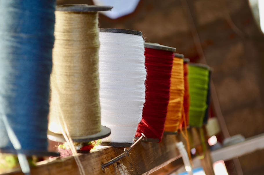 colourful, threads, color, sew, yarn, role, wool, fabric, textile, woven