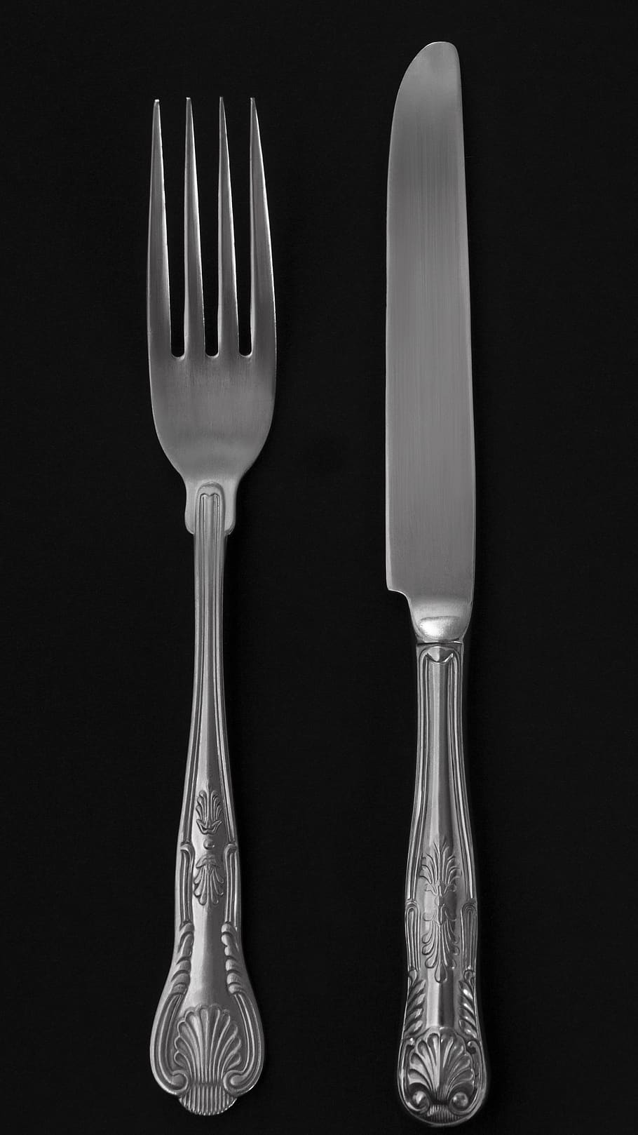 cutlery, no one, knife, tableware, silver tableware, fork, kitchen utensils, food, dining, spoon