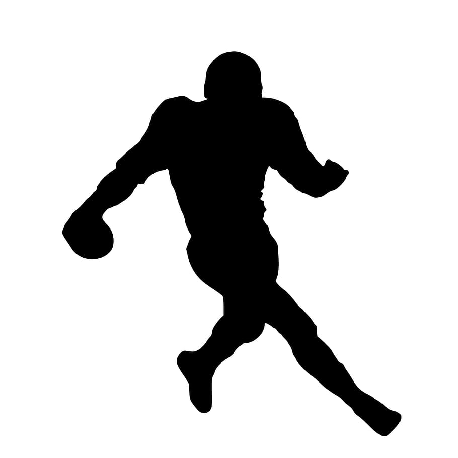jugador de fútbol americano, silueta., nfl, nacional, fútbol, ​​liga, logotipo, icono, deporte, américa