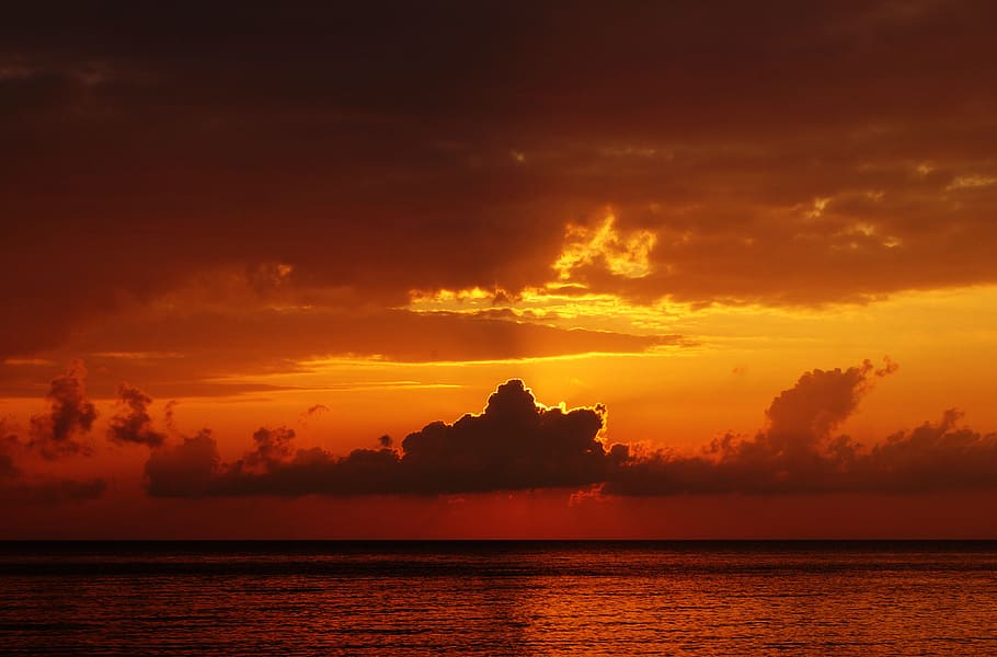 sunset, dusk, sky, clouds, ocean, sea, horizon, landscape, water, cloud - sky