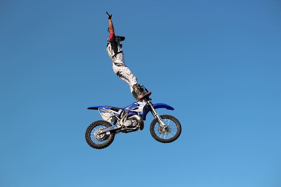 motorcycle, wheel, motocross, jump, risk, adrenaline, extreme sports, sport, stunt, skill