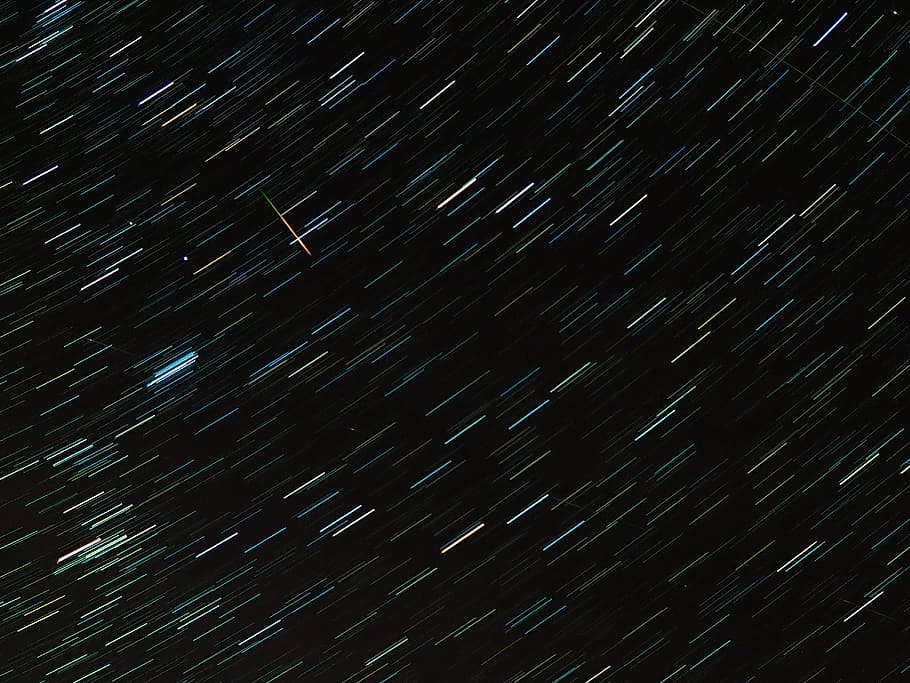 shooting star, meteor, perseids, star trails, startrails, star, night sky, rotation of the earth, astronomy, space