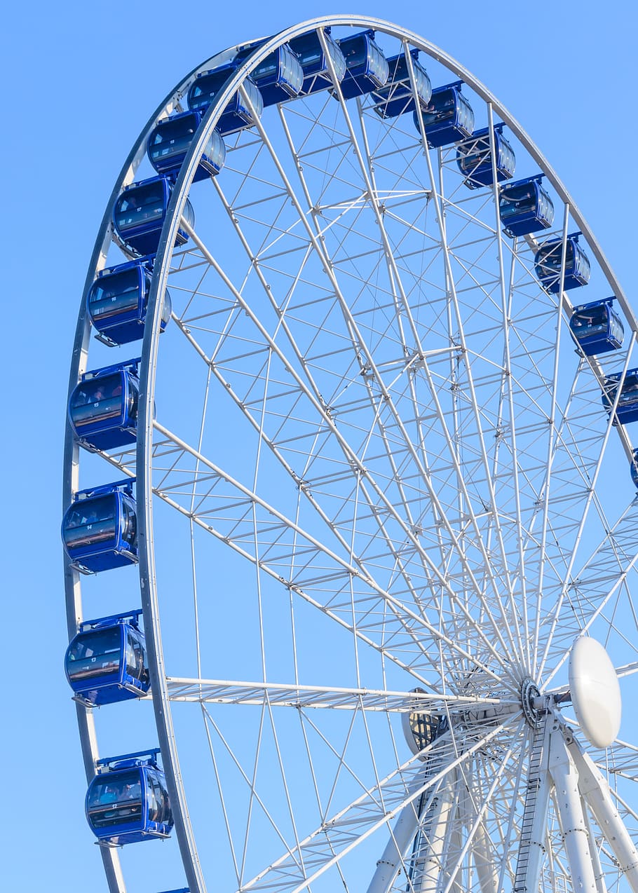 big wheel, ferris wheel, wheel, circle, roundabout, attraction, fun, high, ride, blue