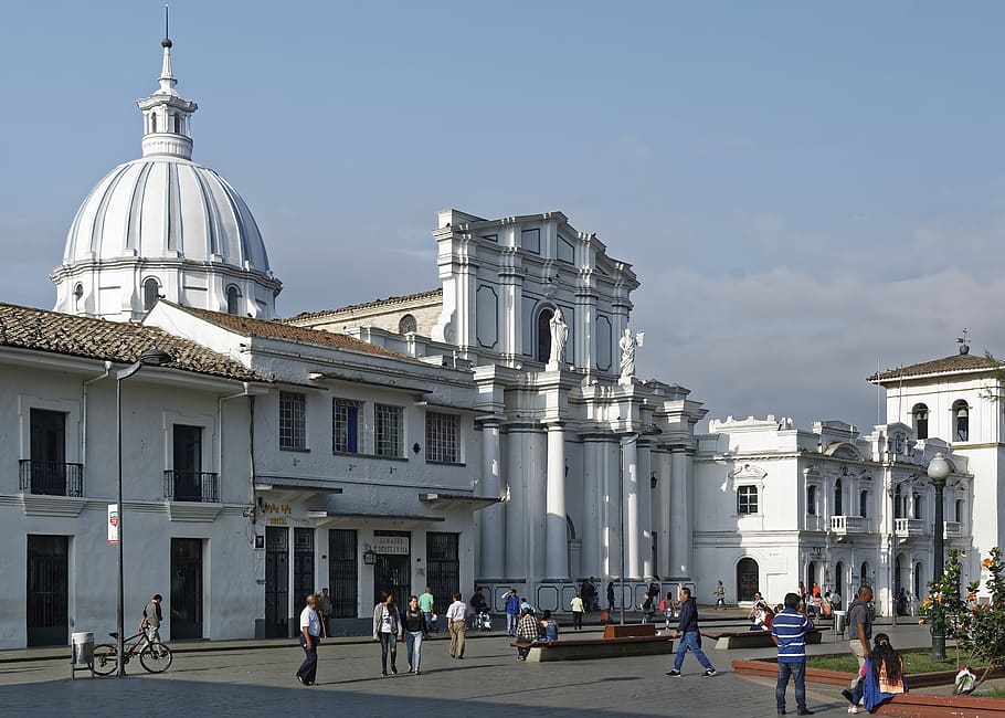 colômbia, popayán, catedral, centro histórico, historicamente, cauca, exterior do edifício, arquitetura, estrutura construída, grupo de pessoas