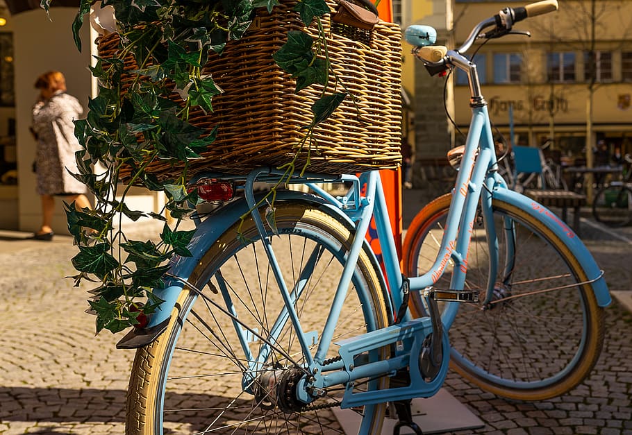 light blue bike basket