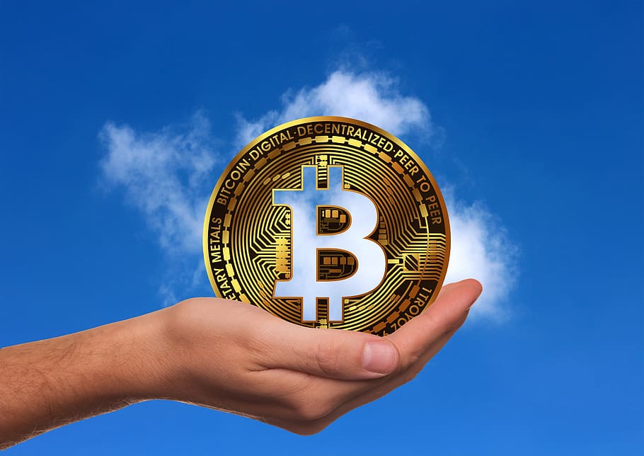 bitcoin, crypto-currency, mata uang, uang, tangan, simpan, kartu nama, papan, jejak, sirkuit