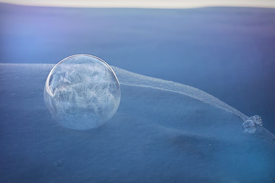 burbuja congelada, burbuja, hielo, helado, escarchado, escarcha, congelado, frío, invernal, cristales
