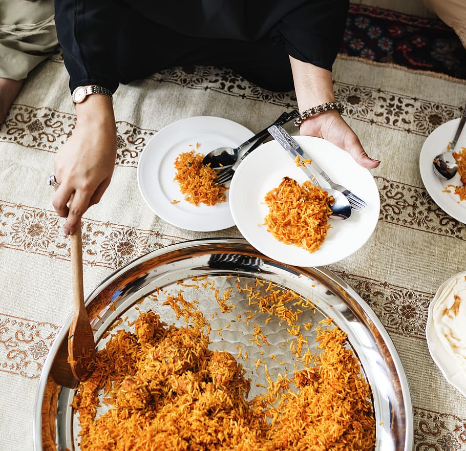 arabic, biryani, celebrating, chicken biryani, cookery, cuisine, culture, dinner, eating, family
