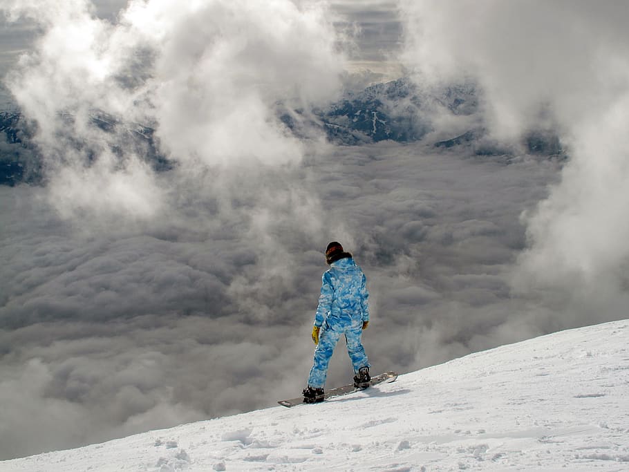 snowboarding, mountain, clouds, snowboard, winter, sports, active, winter sports, skiiing, snow