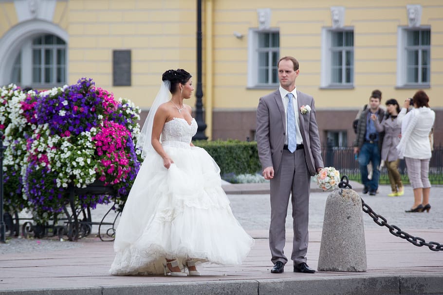 casamento, pessoas, juntos, dois, mulher, jovem, rússia, parque, Peterhof, SPB