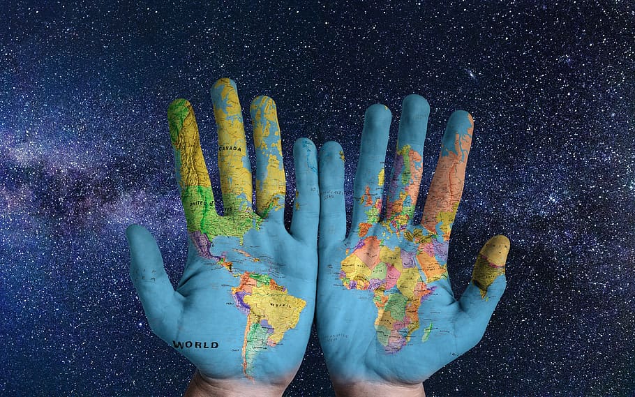 space, milky way, earth, background, hands, star, world, globe, blue, wallpaper