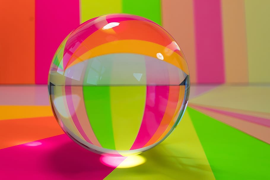 glass ball, colorful, ball, magic, mirroring, round, transparent, deco, color, paper