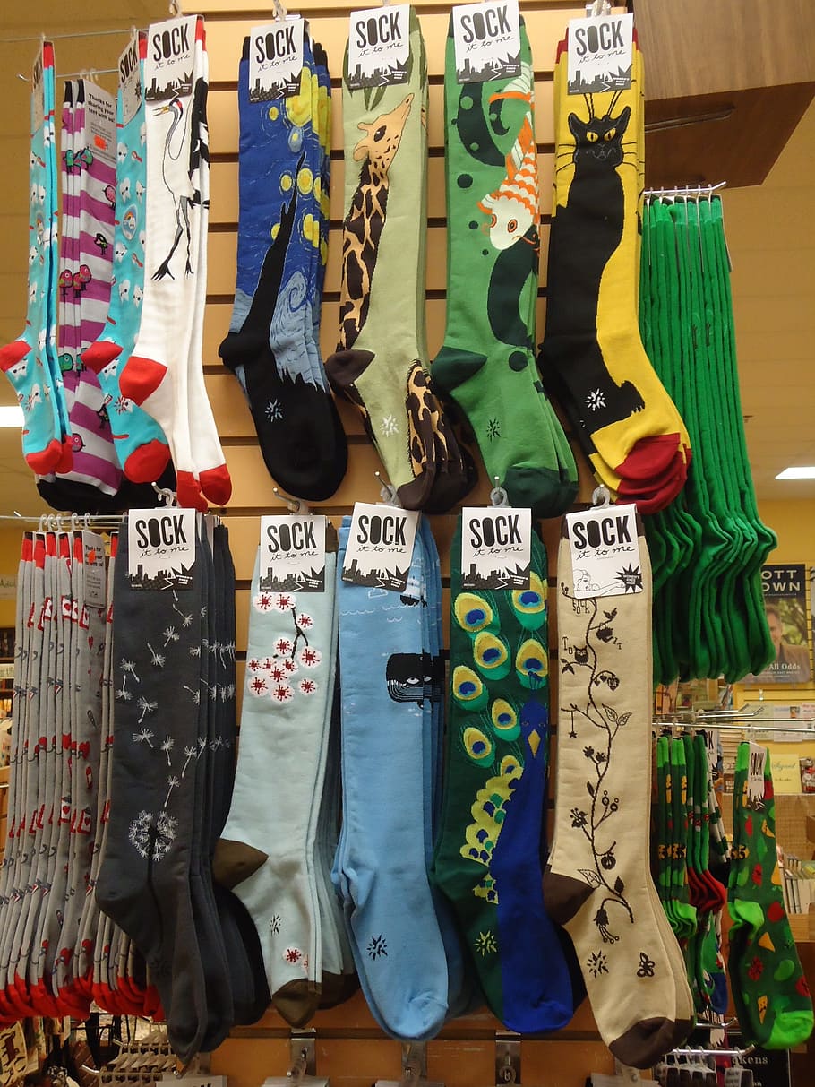 socks, store, shop, buy, sale, display, clothing, fancy, retail, choice