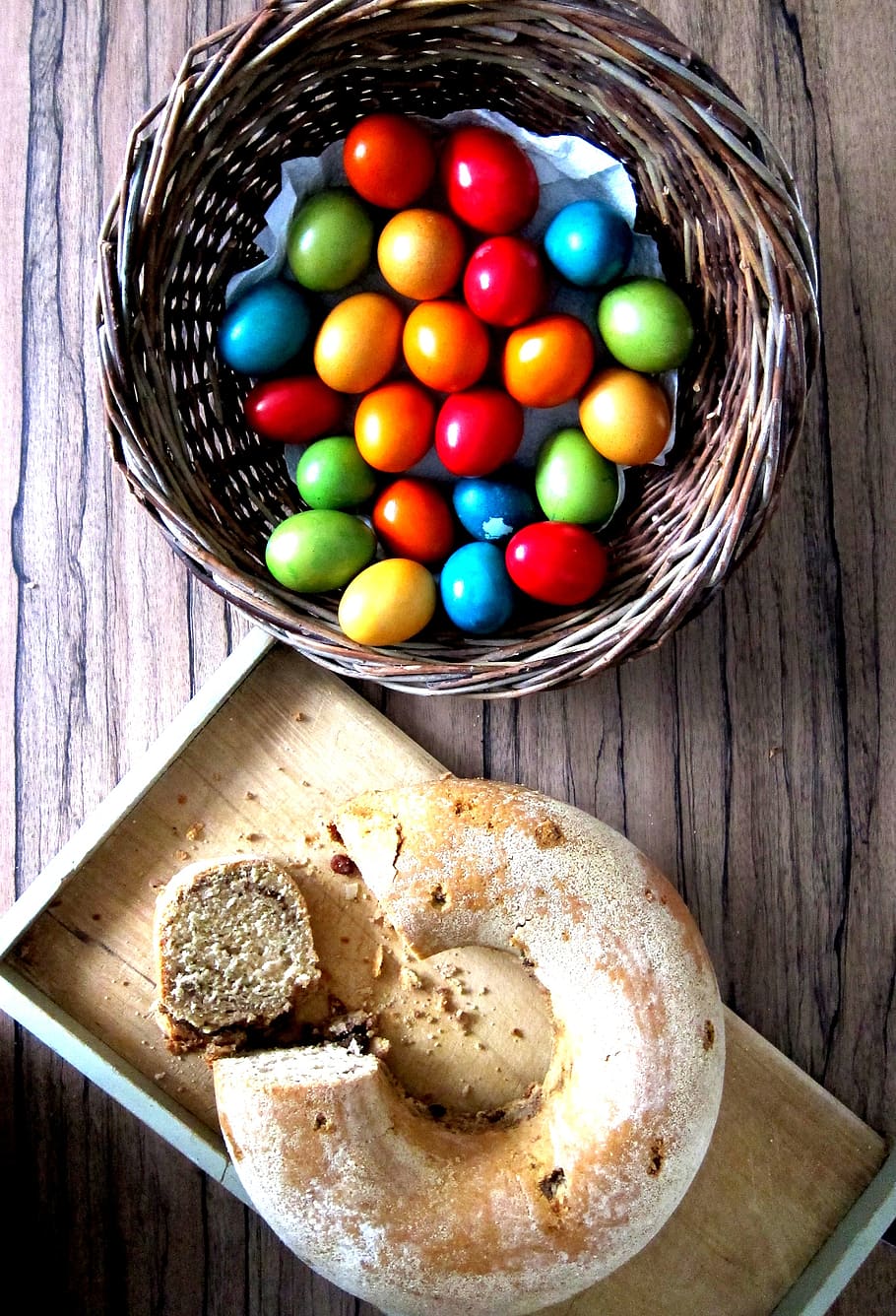 paskah, telur, telur paskah, berwarna, warna-warni, musim semi, warna, makanan, ceria, osterkorb