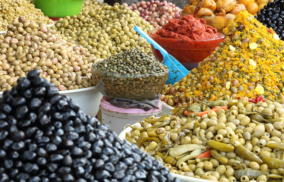 марокко, эс-сувейра, еда, оливковое, рынок, специи, перец, базар, еда и напитки, выбор