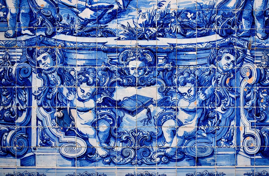 kuno, khas, ubin Portugis, -, azulejos, porto, portugal, abstrak, antik, arsitektur