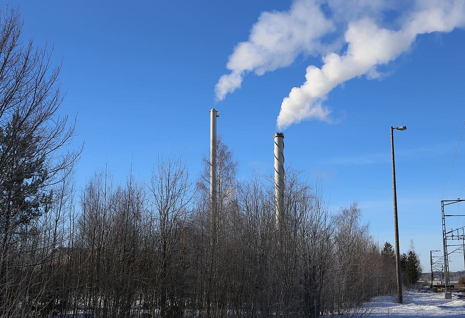 climate, global warming, pollution, industry, chimney, winter, sky, smoke - physical structure, factory, smoke stack