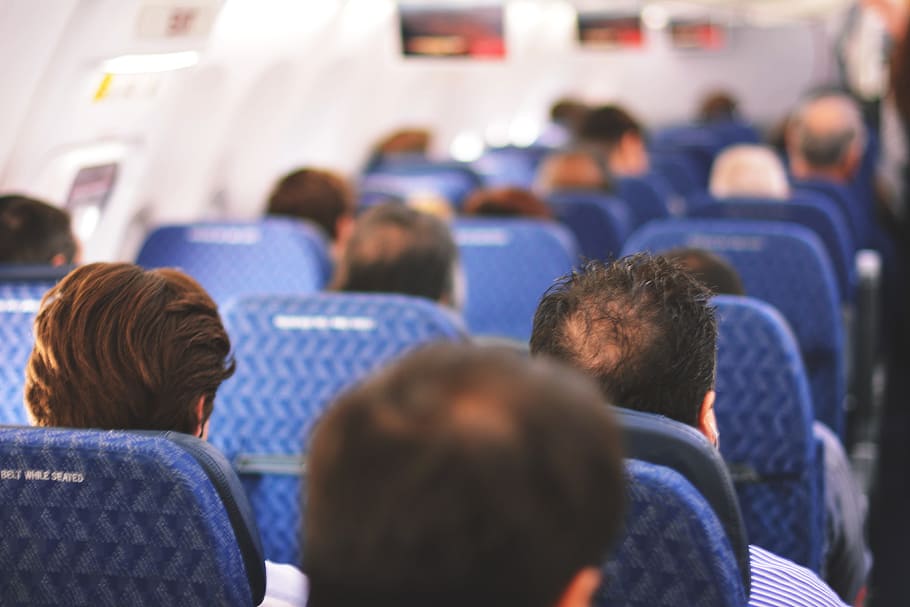 pasajeros aéreos, viajes, aviones, moscas, pasajeros, grupo de personas, multitud, vista trasera, hombres, adultos