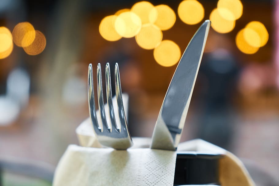 fork, knife, food, service, restaurant, kitchen, invite, table, courtesy, napkin
