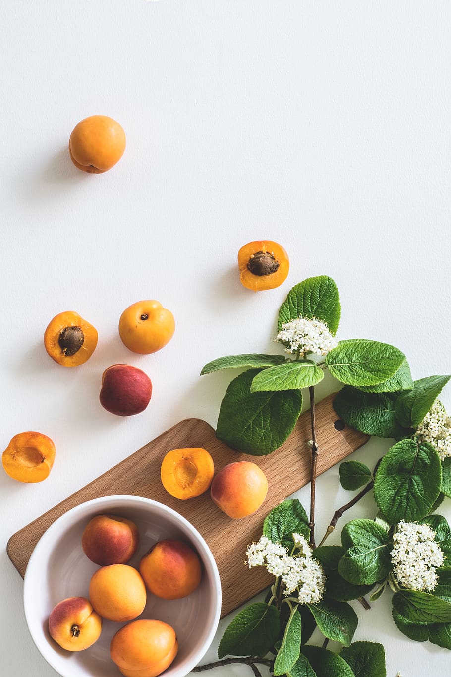 buah, makanan, aprikot, daun, sehat, latar belakang, persik, penatua, segar, vitamin