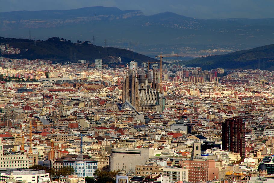 barcelona, panorama, top, architecture, city, spain, building, urban, perspective, views - Pxfuel