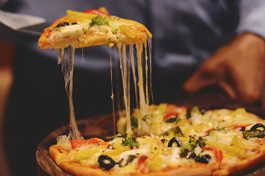 pizza, delicioso, comida, sabroso, merienda, corteza, mozzarella, queso, comestible, basura