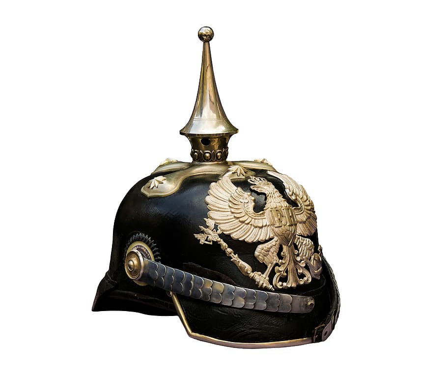 helm, protection, head protection, equipment, historically, prussia, military, police, pickelhaube, nostalgia