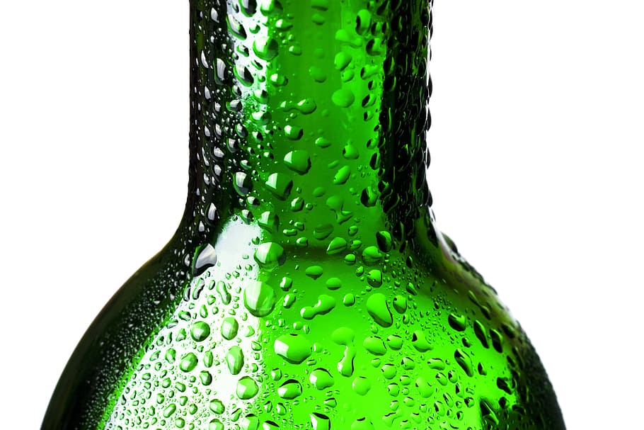 verde, água, refrigerante, vidro, closeup, isolado, molhado, frio, claro, ninguém