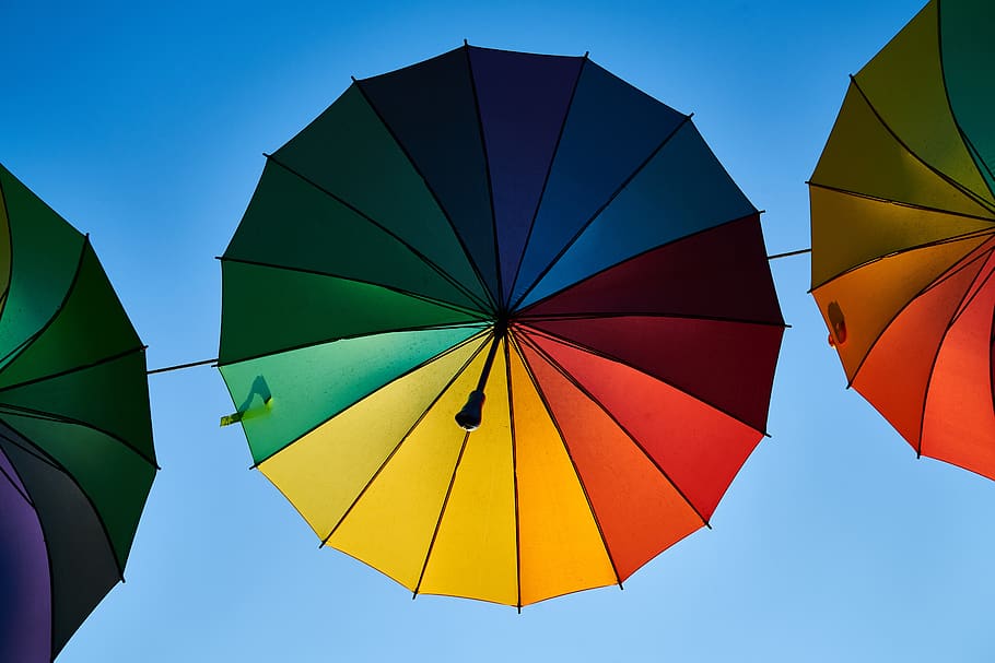 umbrella, color, beautiful, pattern, street, decoration, open, romantic, sky, design