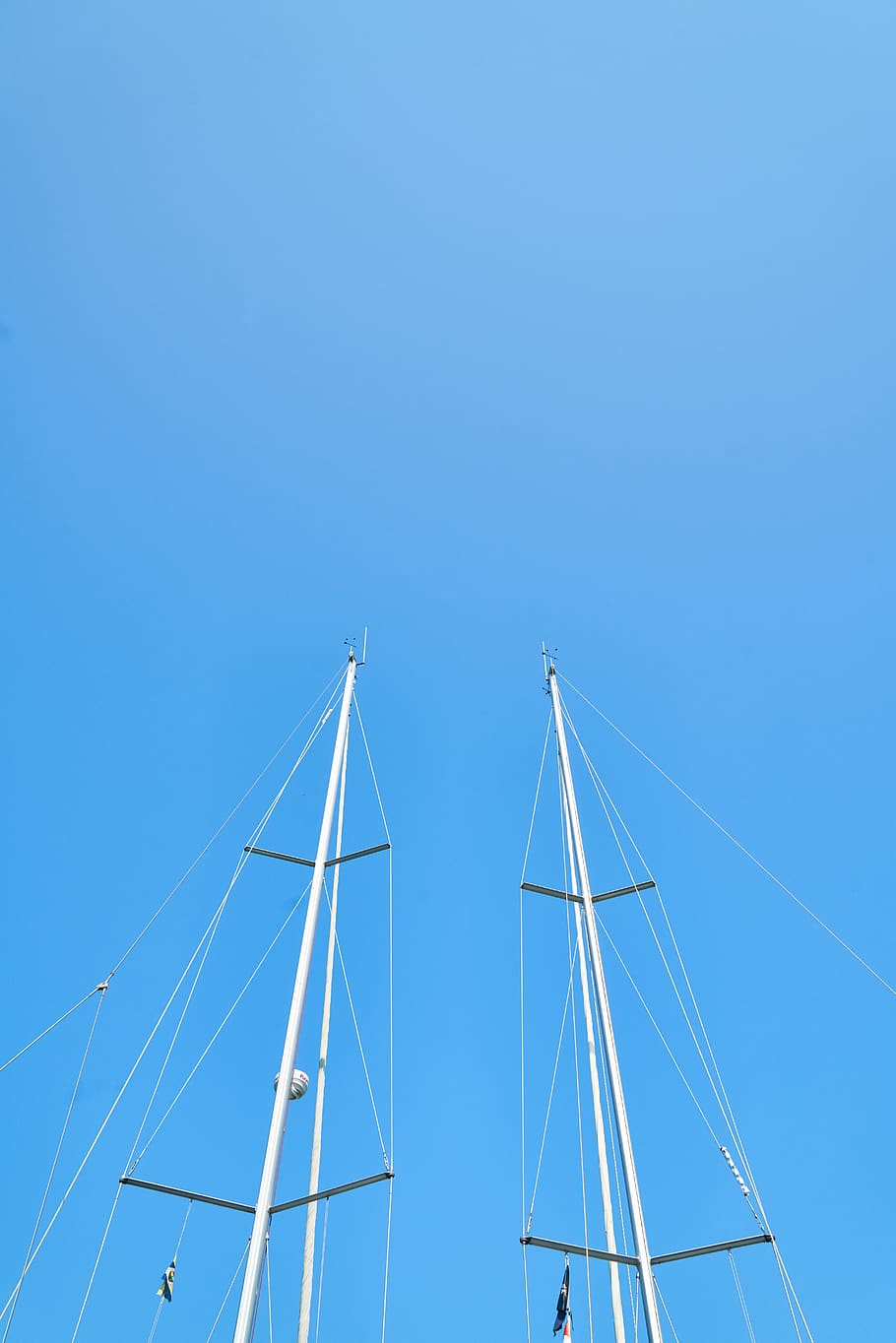direto, alta, barco, veleiro, azul, céu, pólos, plano de fundo, verão, férias