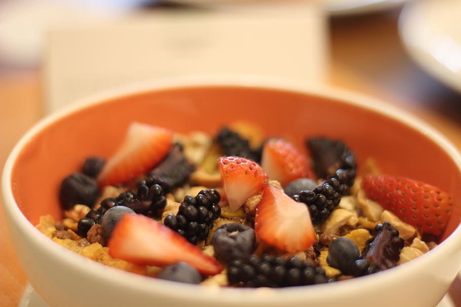 cereal, fruits, orange, food and drink, healthy eating, bowl, food, wellbeing, fruit, berry fruit