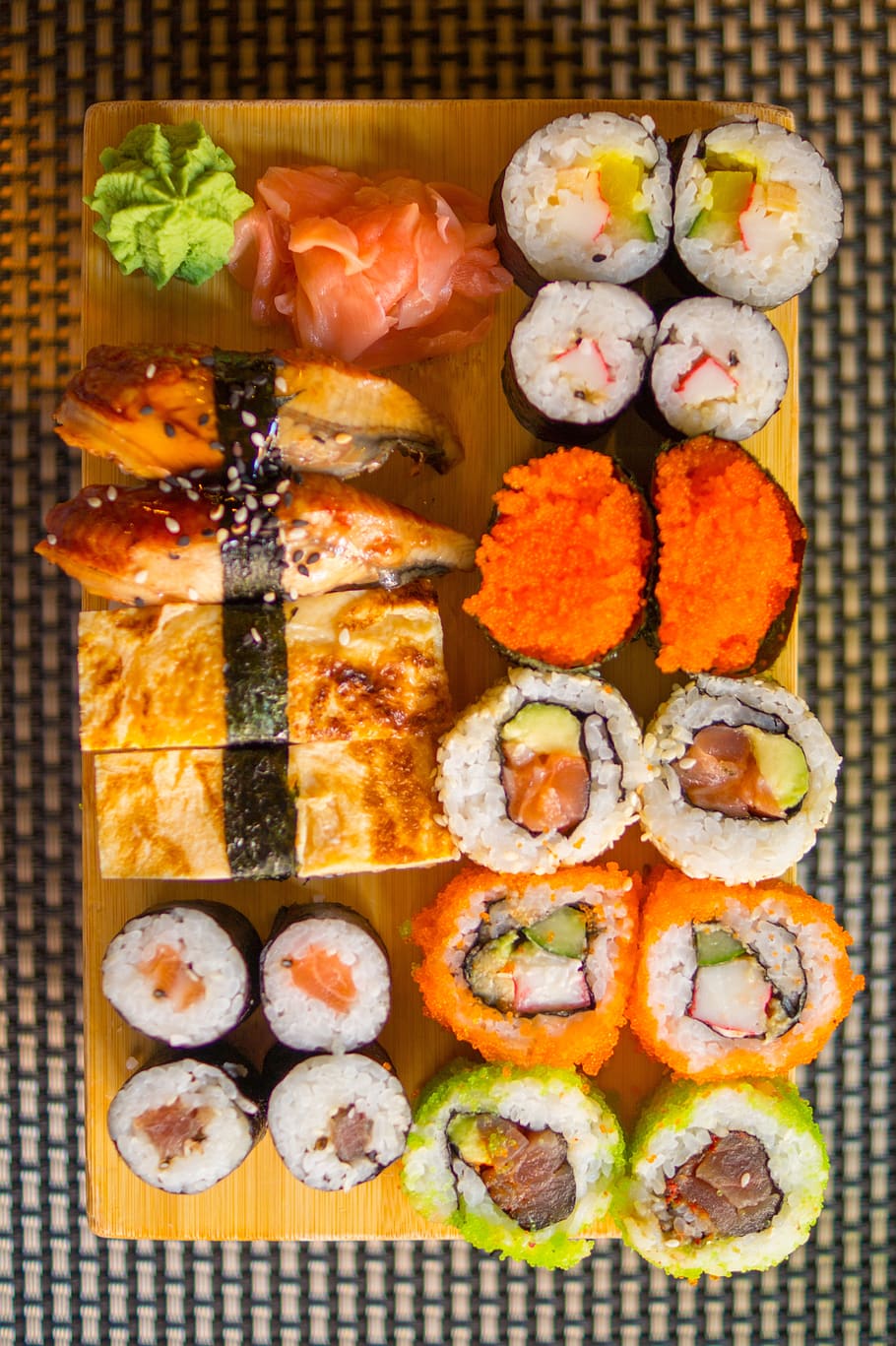 sushi, rice, food, healthy, japanese, wasabi, ginger, lunch, asian food, japanese food