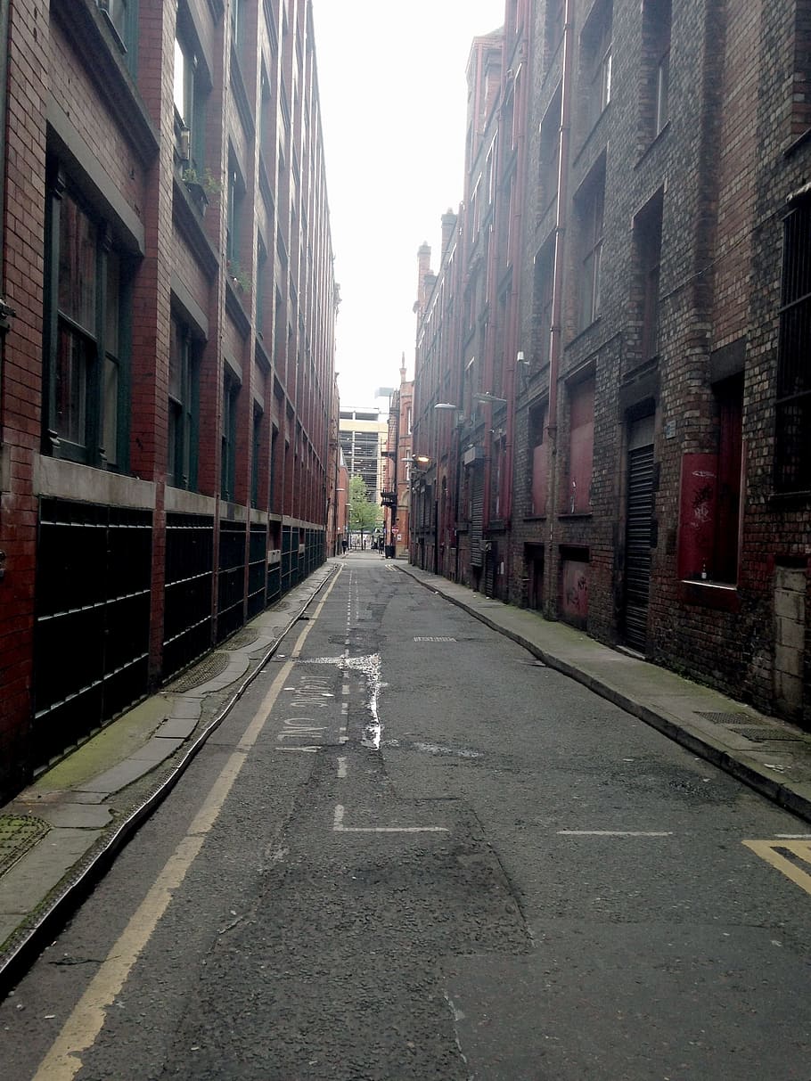 mirando, recto, uno, calles victorianas, manchester, norteño, cuarto., filmado, escenas, capitan america