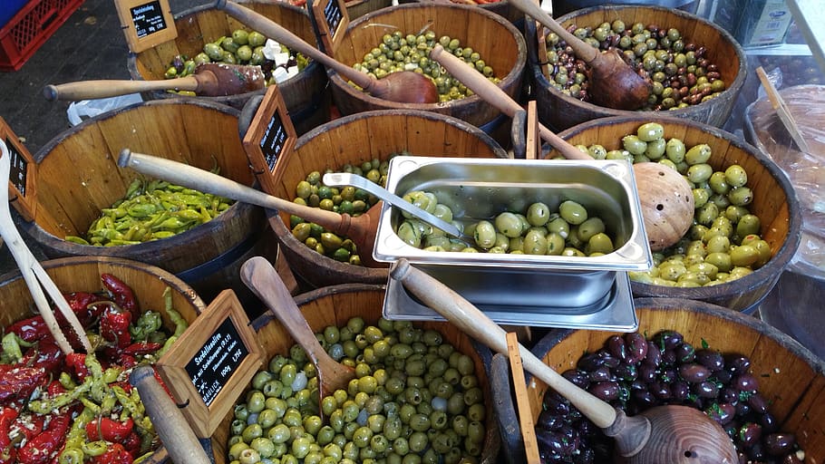 farmers local market, market, food, shopping, purchasing, delicious, olives, olive, varieties of olives, pickles