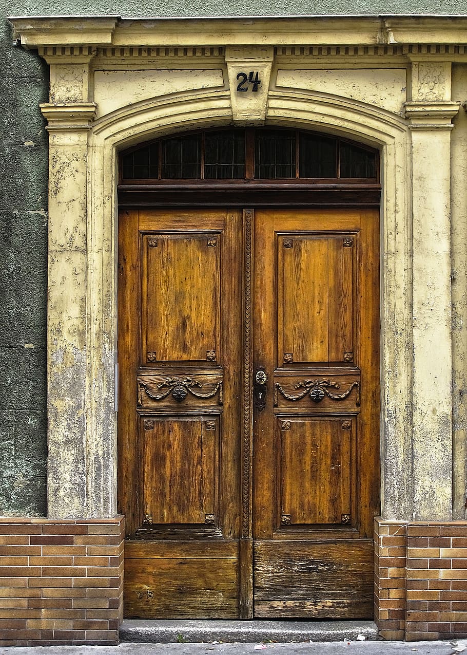 portal, art nouveau, door, old door, wooden door, natural stone, input, old, break up, old wood