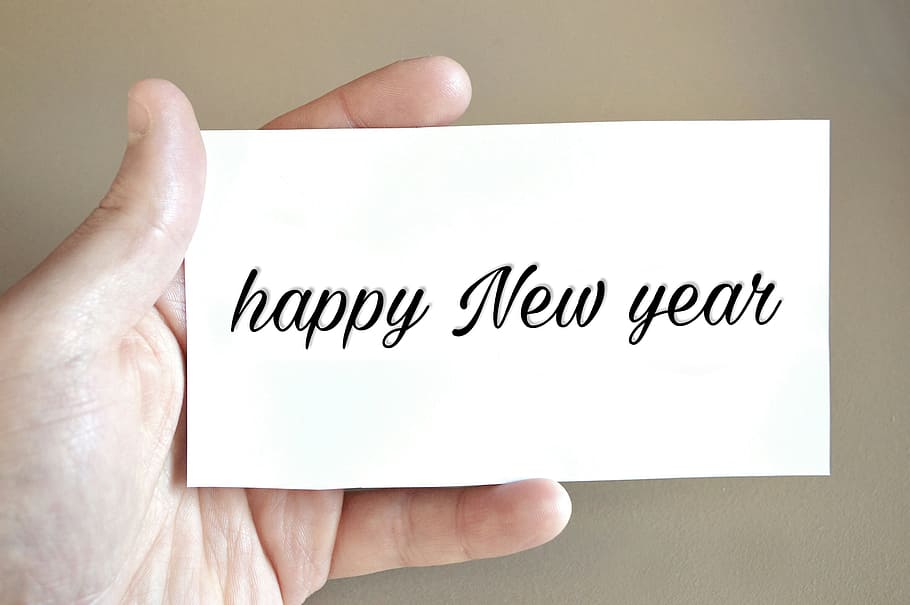 hand, holding, card, reads, happy, new, year, -, white, newyear