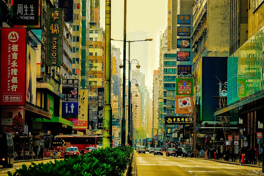 mong kok, street, nathan road, hong kong, asia, view, architecture, building exterior, built structure, city